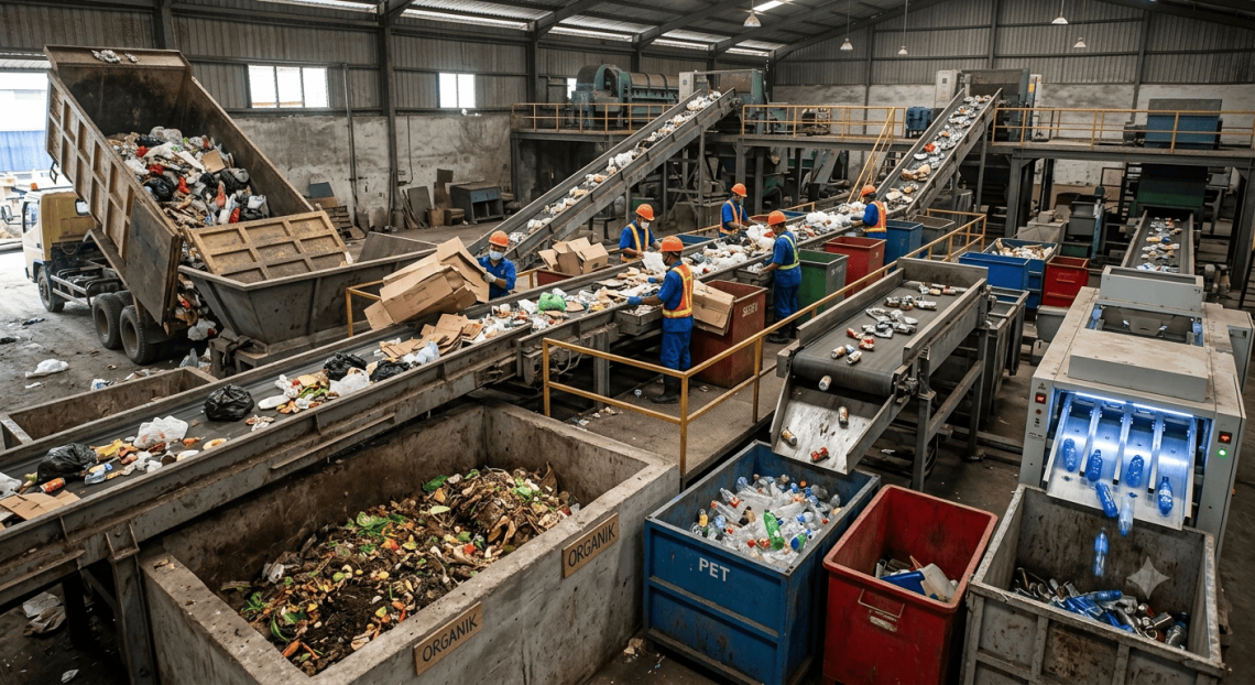 cara kerja mesin pemilah sampah