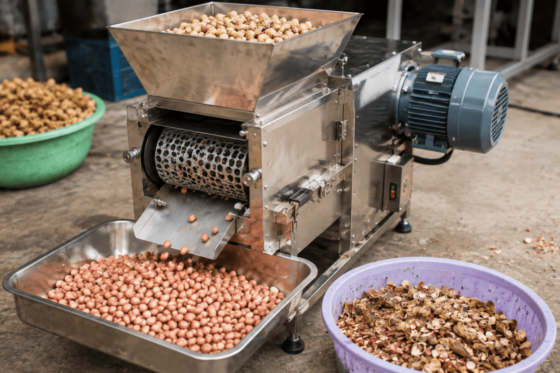 kacang tanah dikupas pakai apa