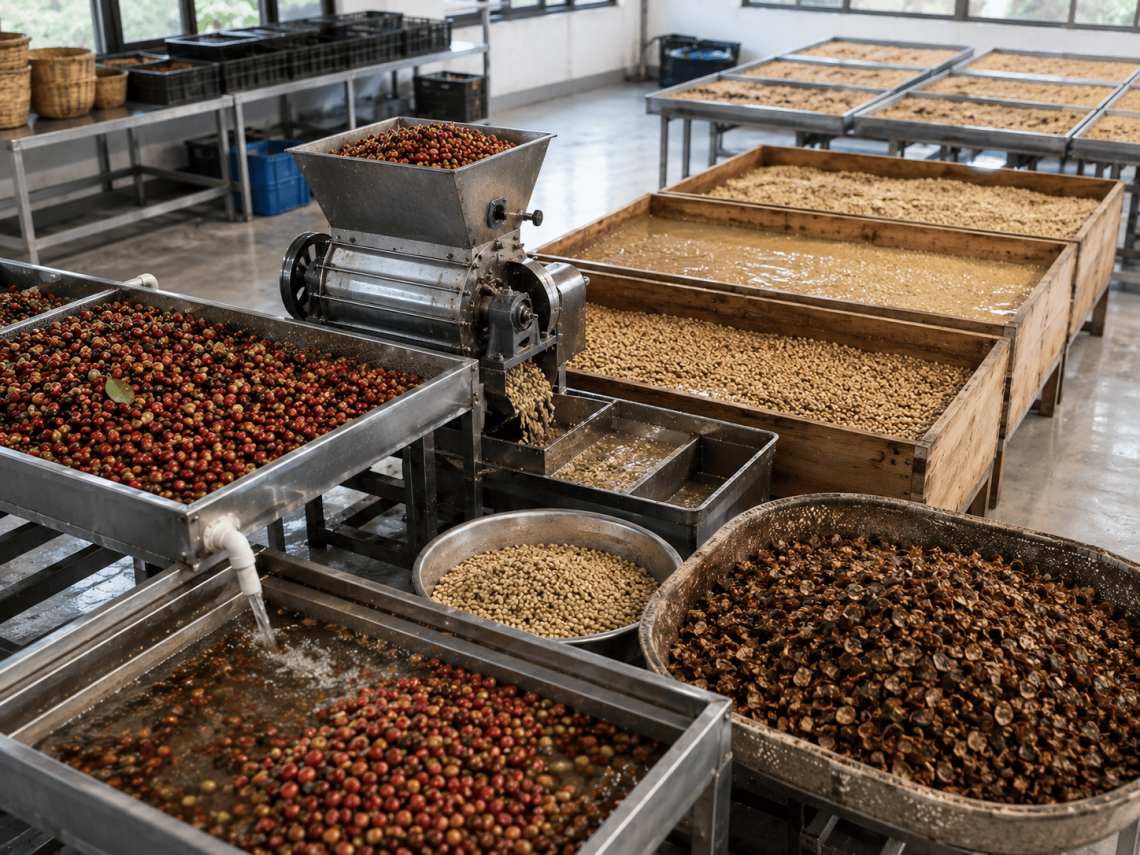 cara memisahkan kulit kopi